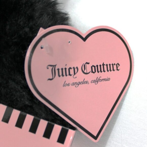 Juicy Couture Black Faux Fur Pom Hat & Knit Gloves 2-Pc Winter Set NWT - Picture 4 of 4